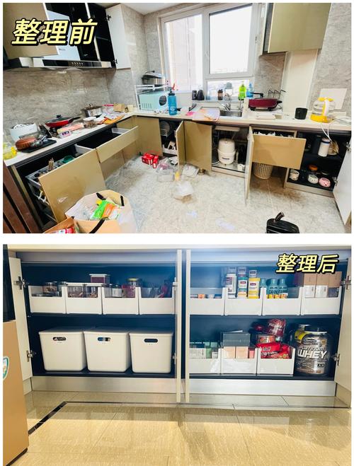 低物欲居家生活厨房台面整理前后对比图