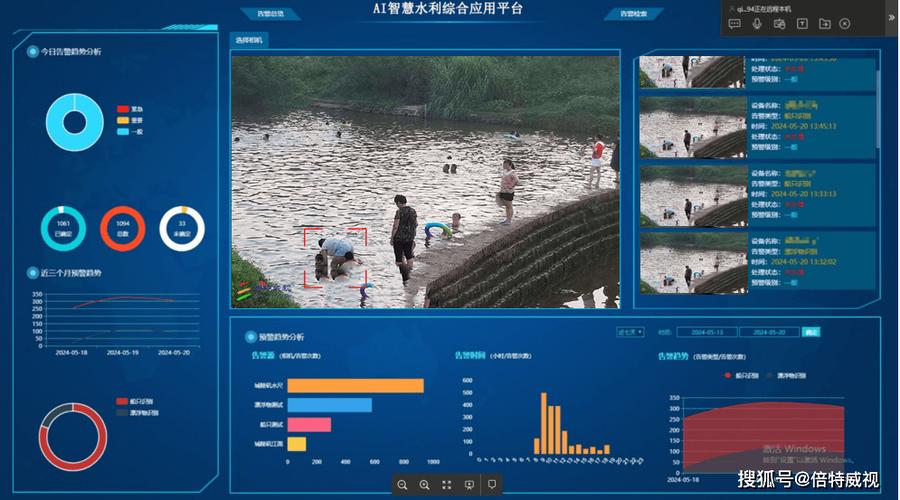 城市海滨浴场溺水智能预警监控实拍