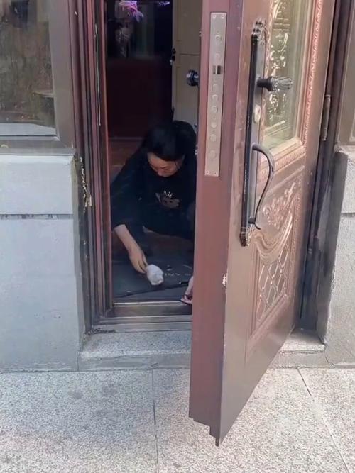 入户门密封条缝隙积灰实拍