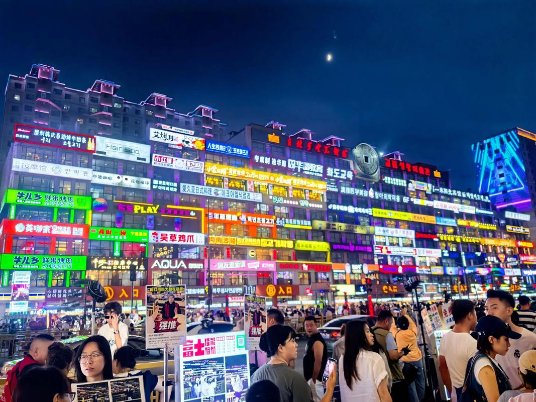 延吉大学城夜市霓虹灯