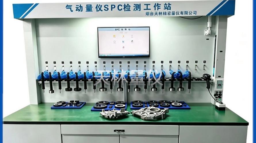 车间气动量仪检测压装过盈量操作场景