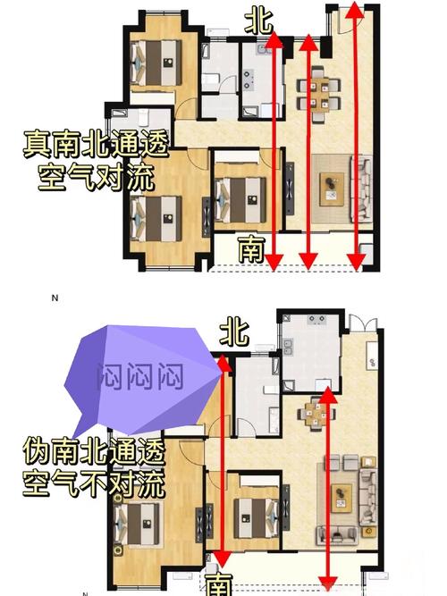 新房假南北通透户型通风对比图