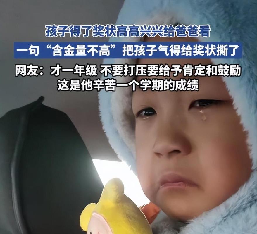 小男孩撕碎奖状后哭泣 妈妈蹲下拥抱