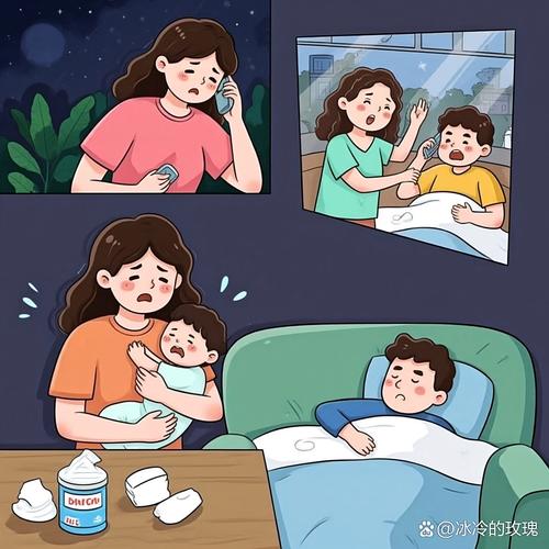 新手妈妈凌晨客厅抱娃哄睡场景