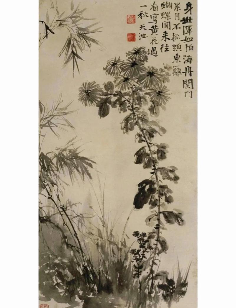 徐渭泼墨竹影图局部