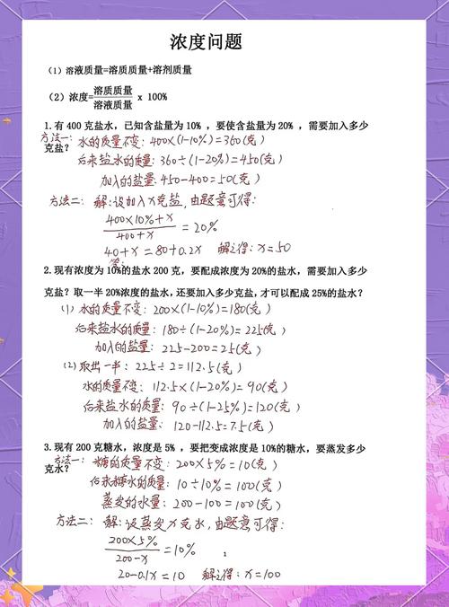 小升初数学浓度易错题型对比例题