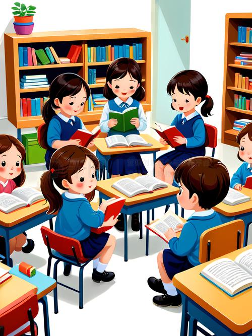 孩子把漫画藏在课本里偷看的教室场景