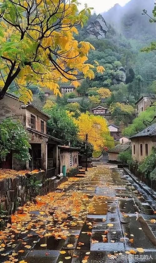 南漳黄垭村古村石板路山景