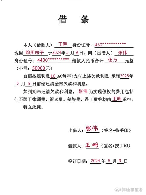 律师手写批注民间借贷合同模板