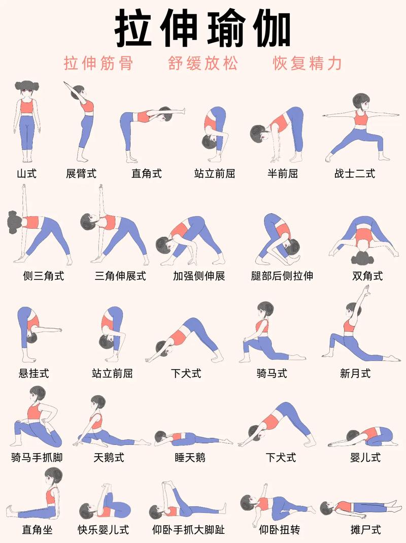 瑜伽练习休息日温和拉伸体式示例