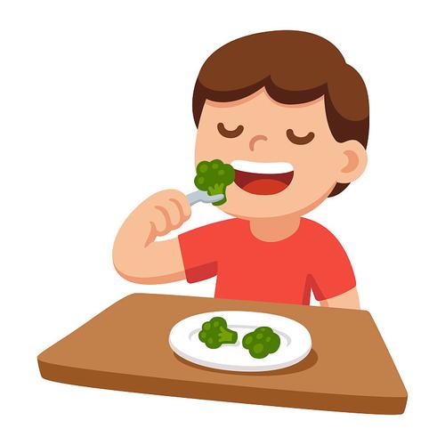 幼儿开心吃西兰花创意照