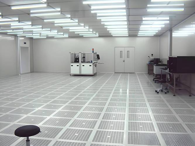 半导体工厂ISO 4级洁净室内部FFU天花阵列与高架地板
