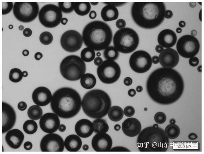扫描电镜下破裂的微胶囊壁材碎片