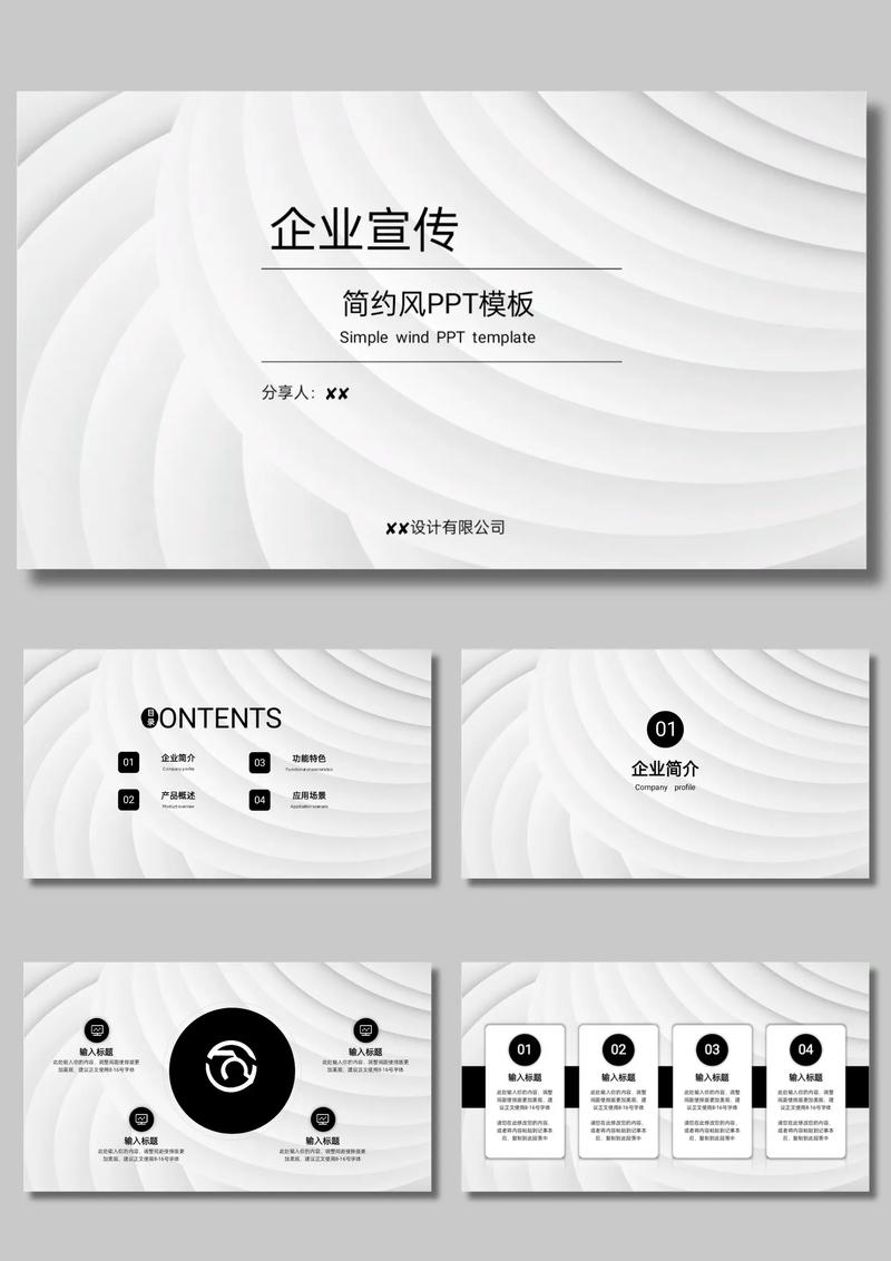 演讲型PPT黑白蓝配色案例展示