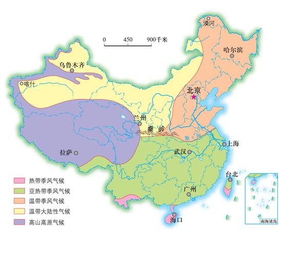 中国气候类型分区图