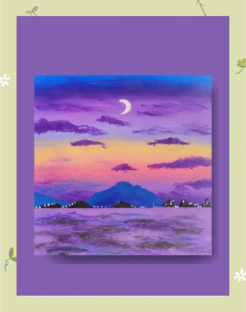 教室里孩子画出紫色河水的创意美术课场景