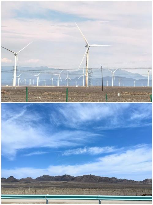 新疆天山天池游客中心外戈壁风车群