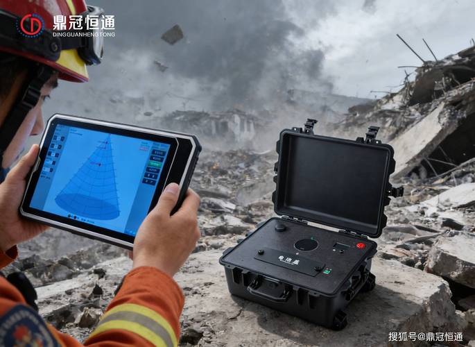 地震废墟便携式生命探测雷达测试现场图