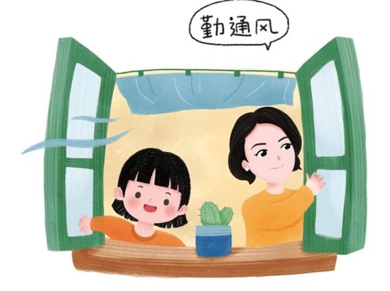 秋冬室内开窗通风正确时间时长示意图