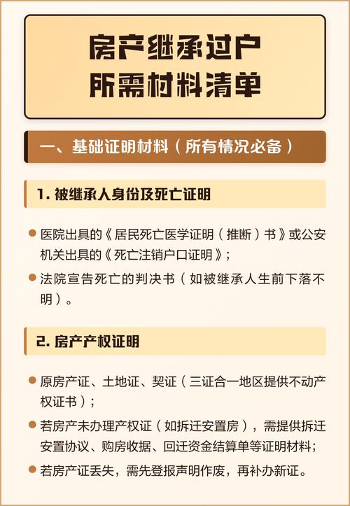 不动产继承过户材料核对清单