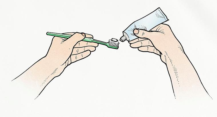 情侣因挤牙膏方式吵架场景插画