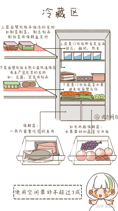 家庭冷冻食材冰柜分层正确摆放示意图