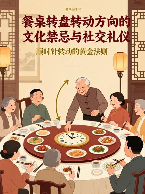 中式圆桌转盘礼仪顺时针示意