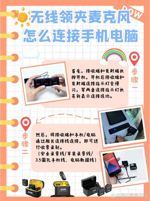 短视频拍摄 无线领夹麦克风 连接手机 示意图