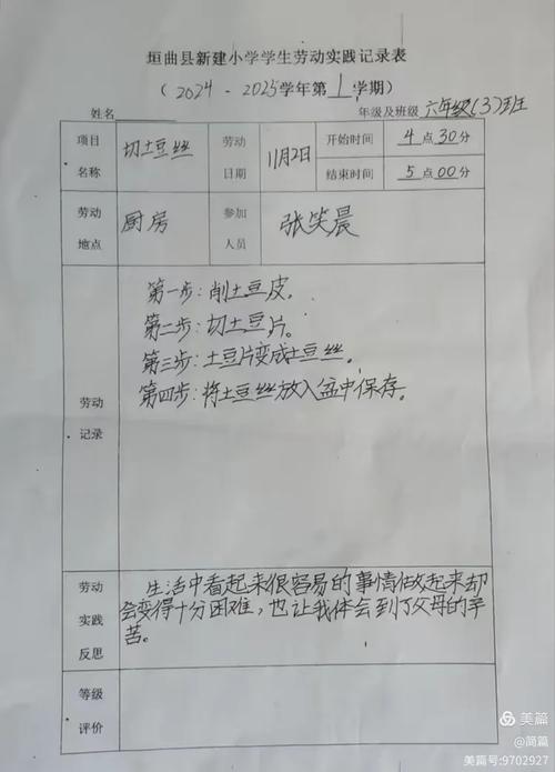小学生校园食堂剩菜统计社会实践手写记录