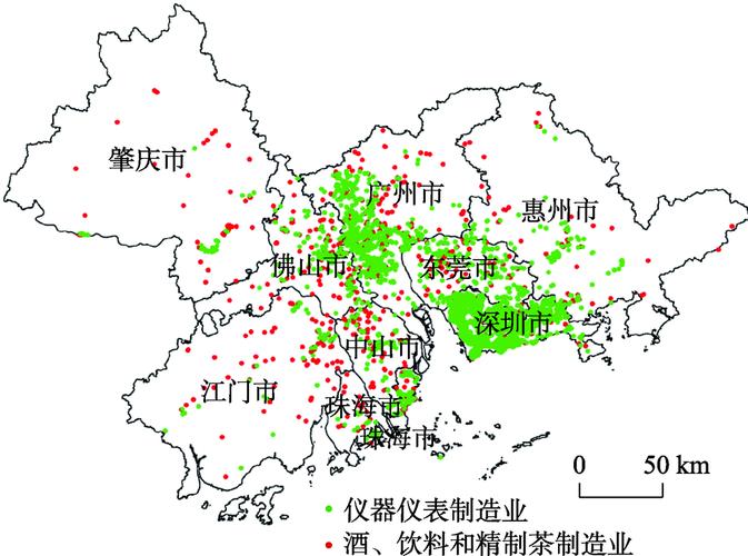 珠三角汽车零部件工业分散布局地图