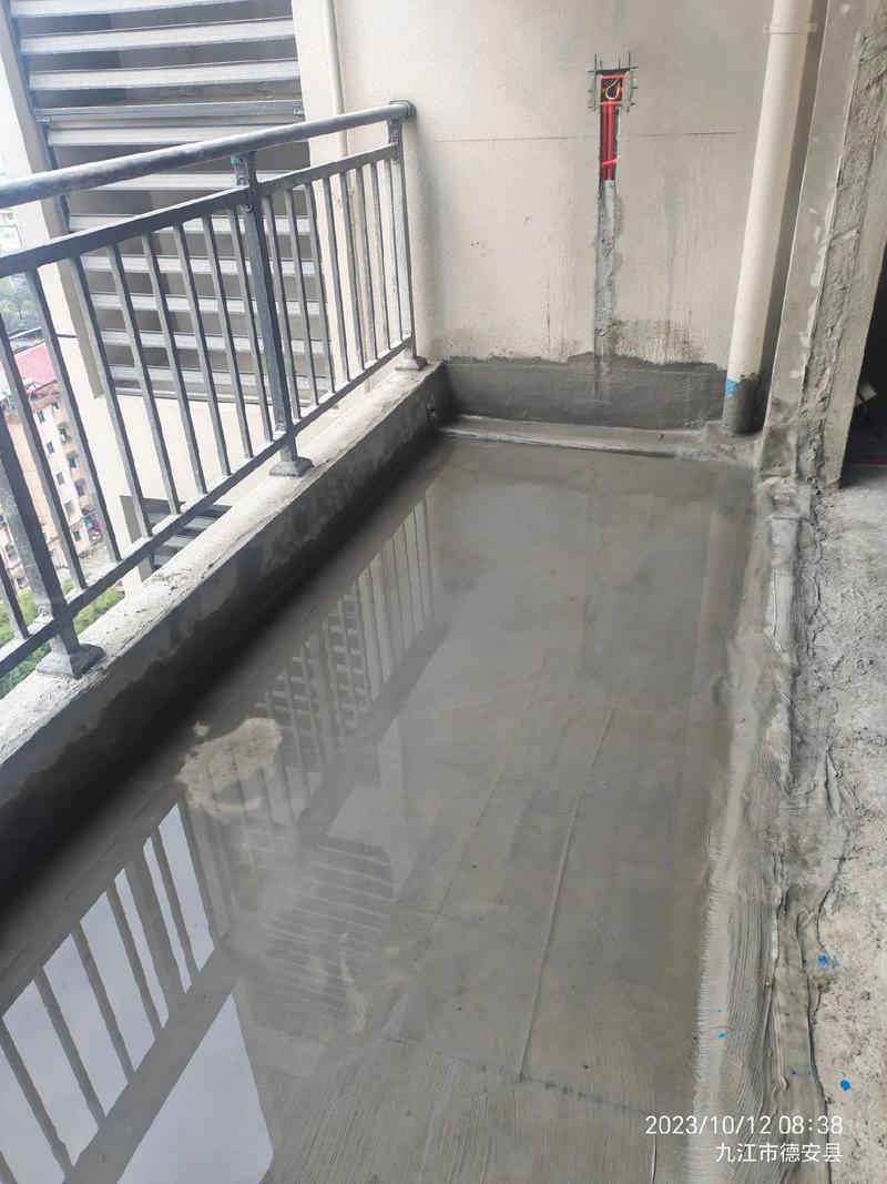 阳台洗衣区防水闭水试验施工现场图