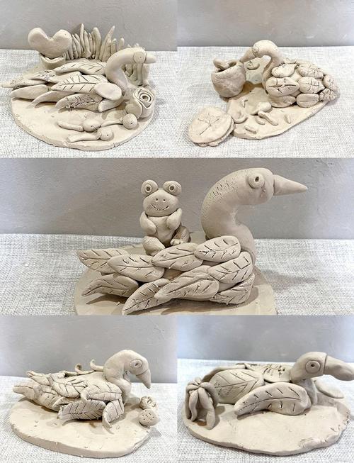 儿童手工捏制陶土瓷土小作品对比图