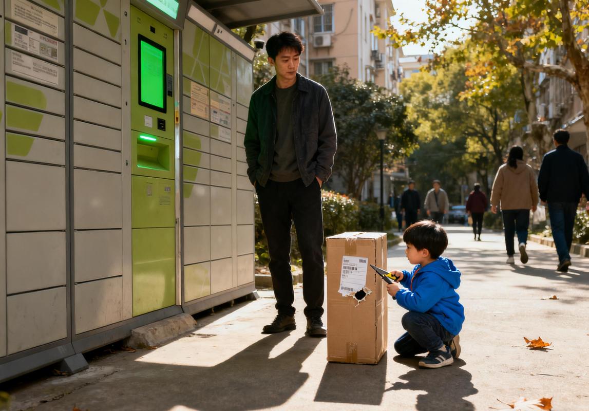 小区单元门口儿童拆玩具实拍