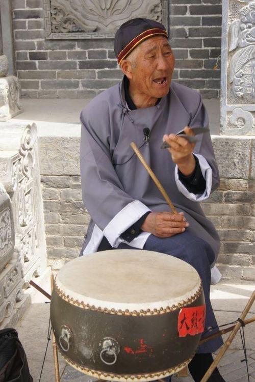民国陕北走乡串户说书盲艺人老照片