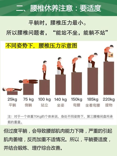 不同姿势腰椎受力对比示意图