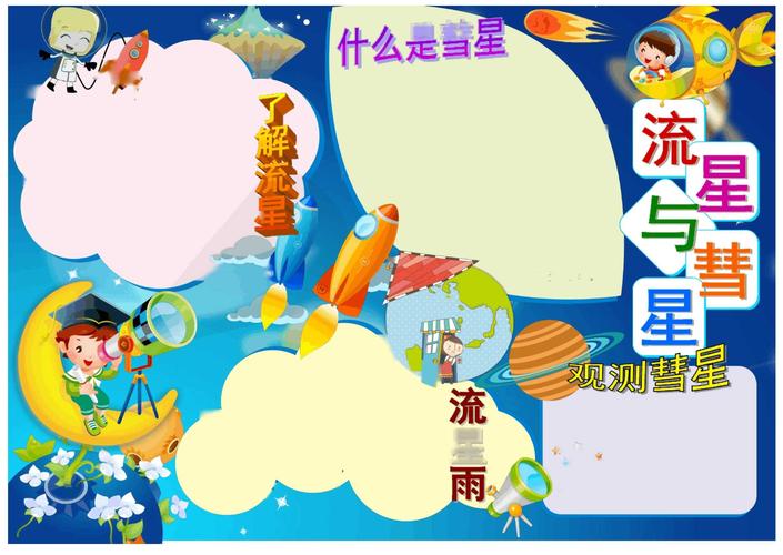 亲子逛天文馆彗星流星科普海报场景