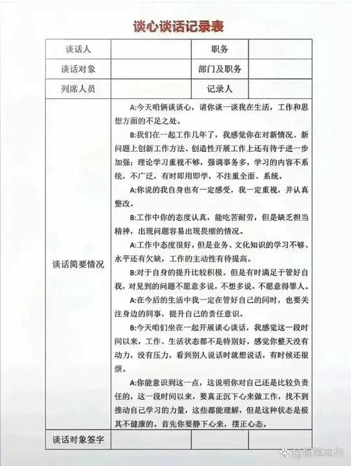 社区离婚调解室手写谈话记录纸