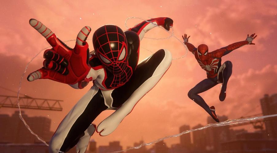蜘蛛侠迈尔斯在雪夜曼哈顿荡蛛丝的实机截图