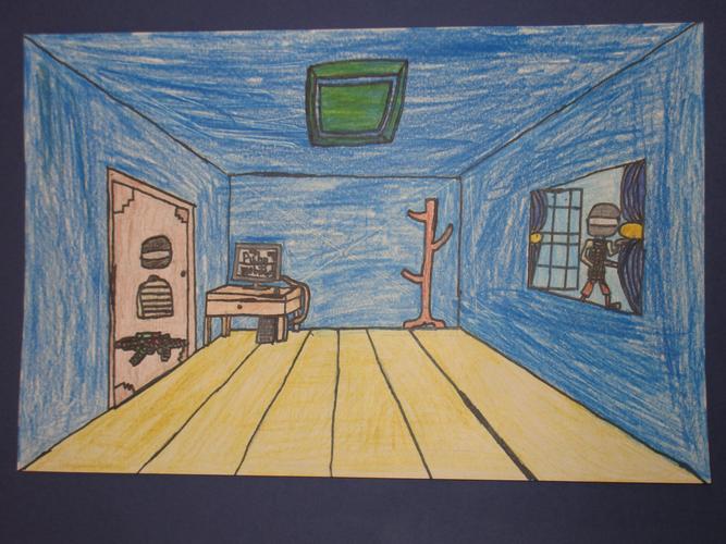 十岁男孩躲在工厂宿舍楼道角落画画
