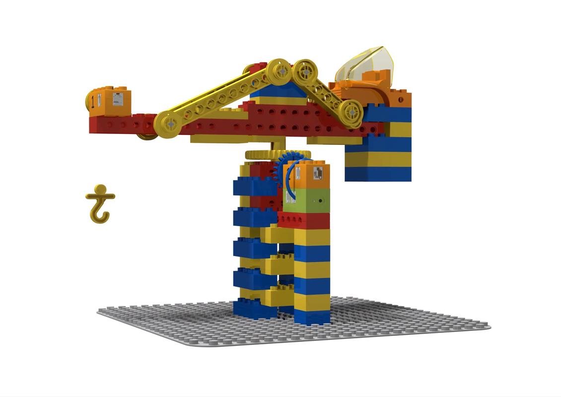 乐高搭建的起重机模型儿童