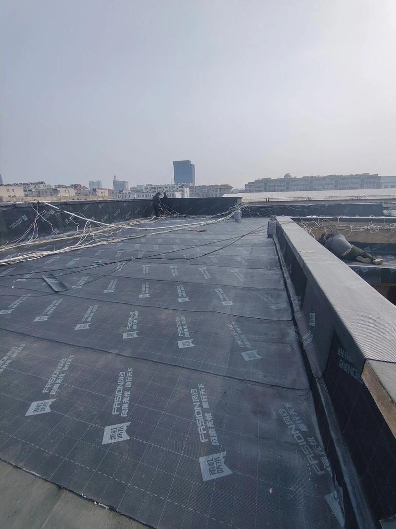 楼顶防水涂料涂刷场景