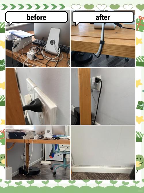 书桌分区收纳和电源线管理示意图