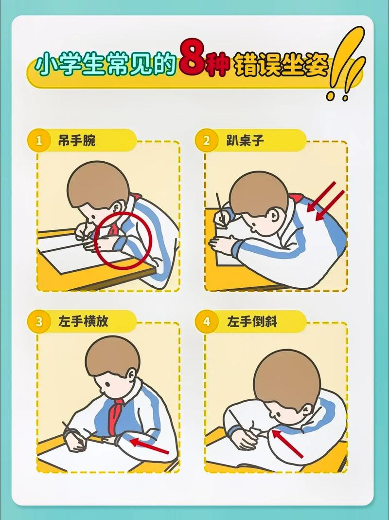 常见错误书写坐姿对比图