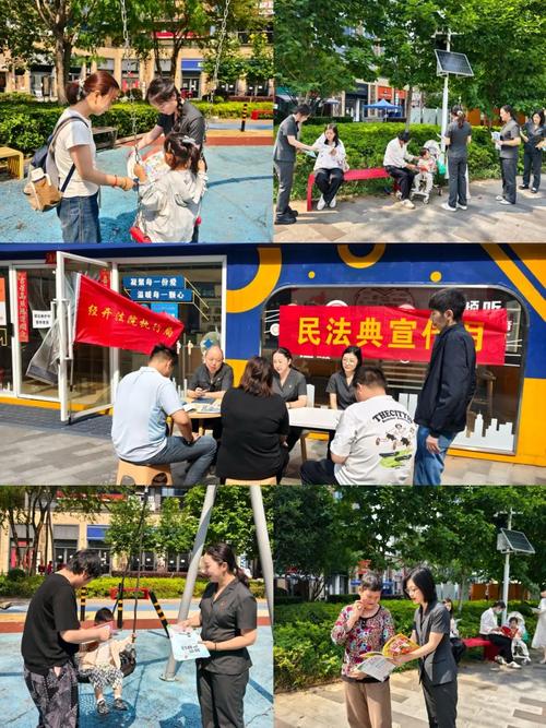 社区法官楼下给老人讲执行流程的实拍图
