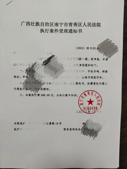 法院子女探望权强制执行立案受理通知书