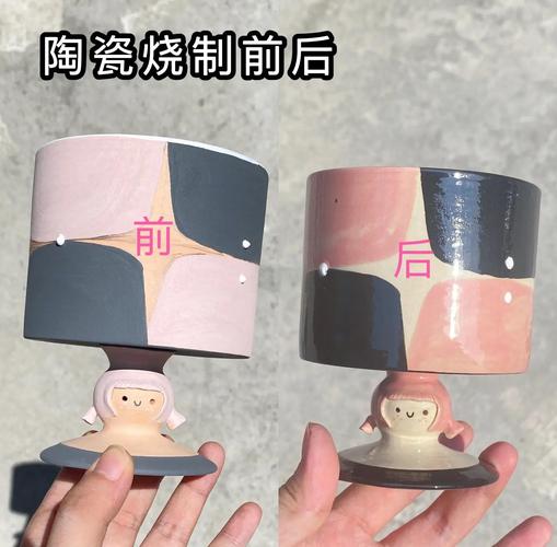 智能变色釉陶瓷杯子注入热水前后对比
