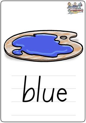 小学课堂蓝色blue单词卡片实拍