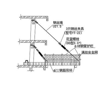 卸料平台钢丝绳拉结节点详图