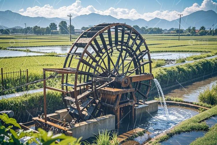 云南农田现代水泵与传统水车对比实拍