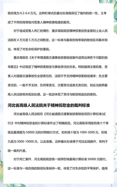 精神损害抚慰金法院裁判尺度参考对照表